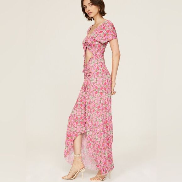 nwt misa Los Angeles Carlotta Ruched Maxi Dress women's cut out dress size md - Picture 2 of 11